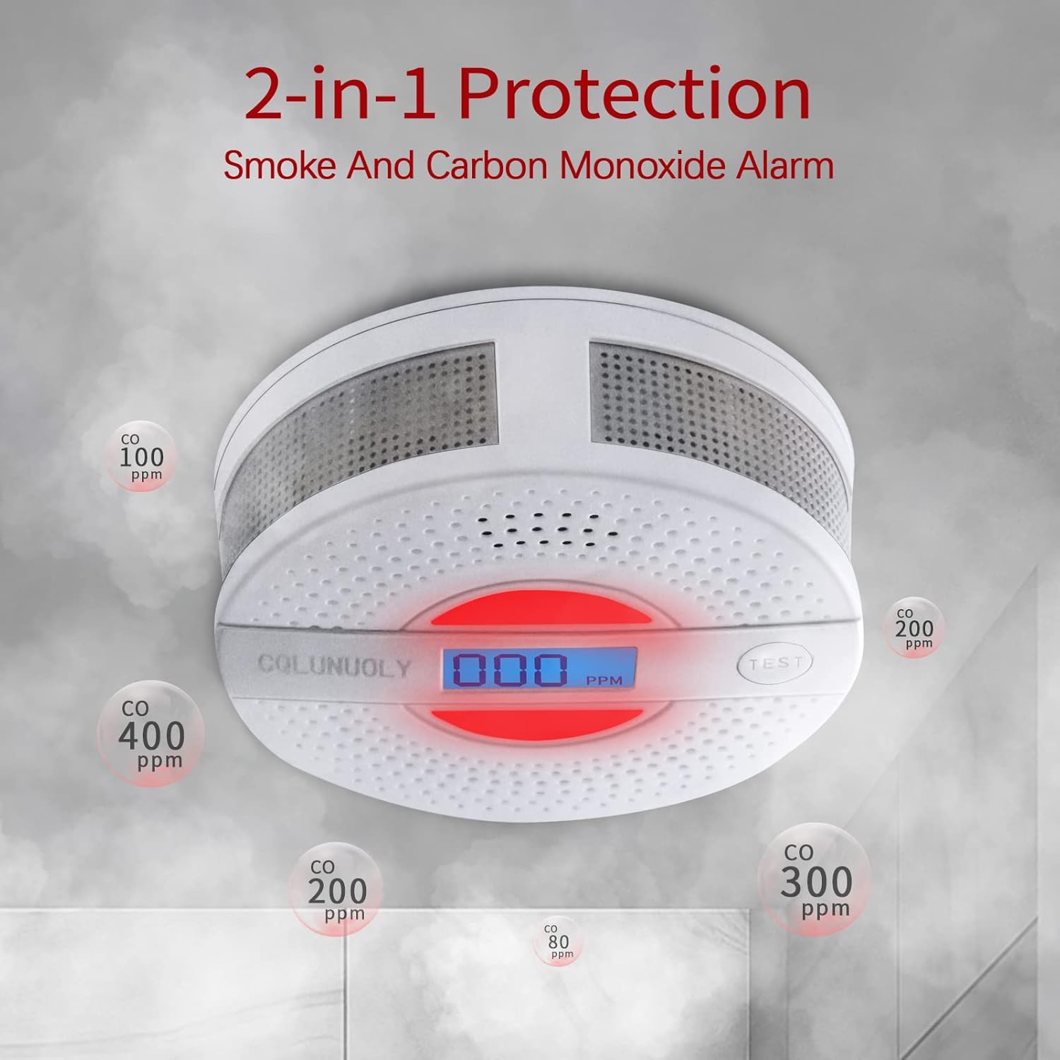 Cqlunuoly 2 Pack Smoke Detector Carbon Monoxide Detectors Combo Fire Ring Smoke and Carbon Monoxide Detector First Alert Nest Smoke and Carbon