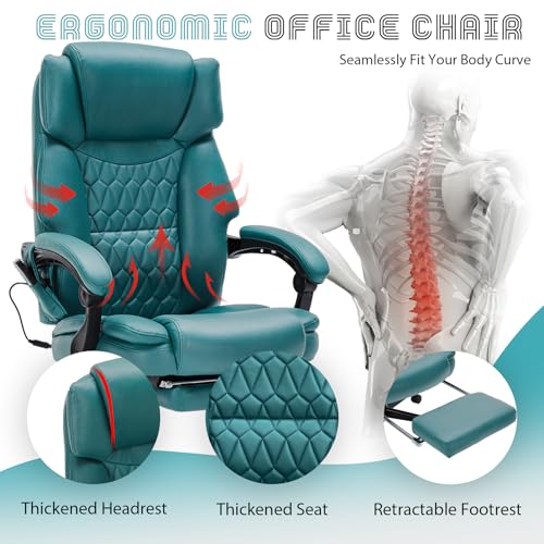 Massage Office Chair with Heat,Reclining Office Chair with Foot Rest,6 Points Vibration Home Desk Chairs for Heavy People 400lbs