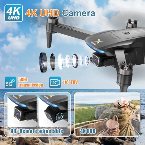 GPS Drones with Camera for Adults 4K, Brushless Motor FPV RC Quadcopter with Auto Return, Follow Me, Headless Mode, 50 Mins Long Flight