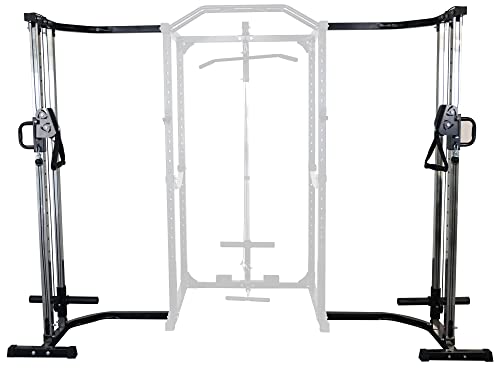 Multi-Function Adjustable Power Cage with J-Hooks, Safety Straps and Optional LAT Pulldown Attachment and Cable Crossover, Multiple Styles