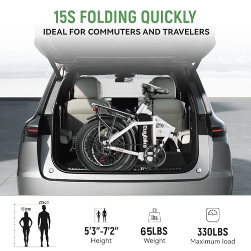 1000W Folding Electric Bike,48V 20AH Removable Battery E Bike,30+MPH,80 Miles Max Range Electric Bike for Adults,20" Fat Tire Foldable ebike