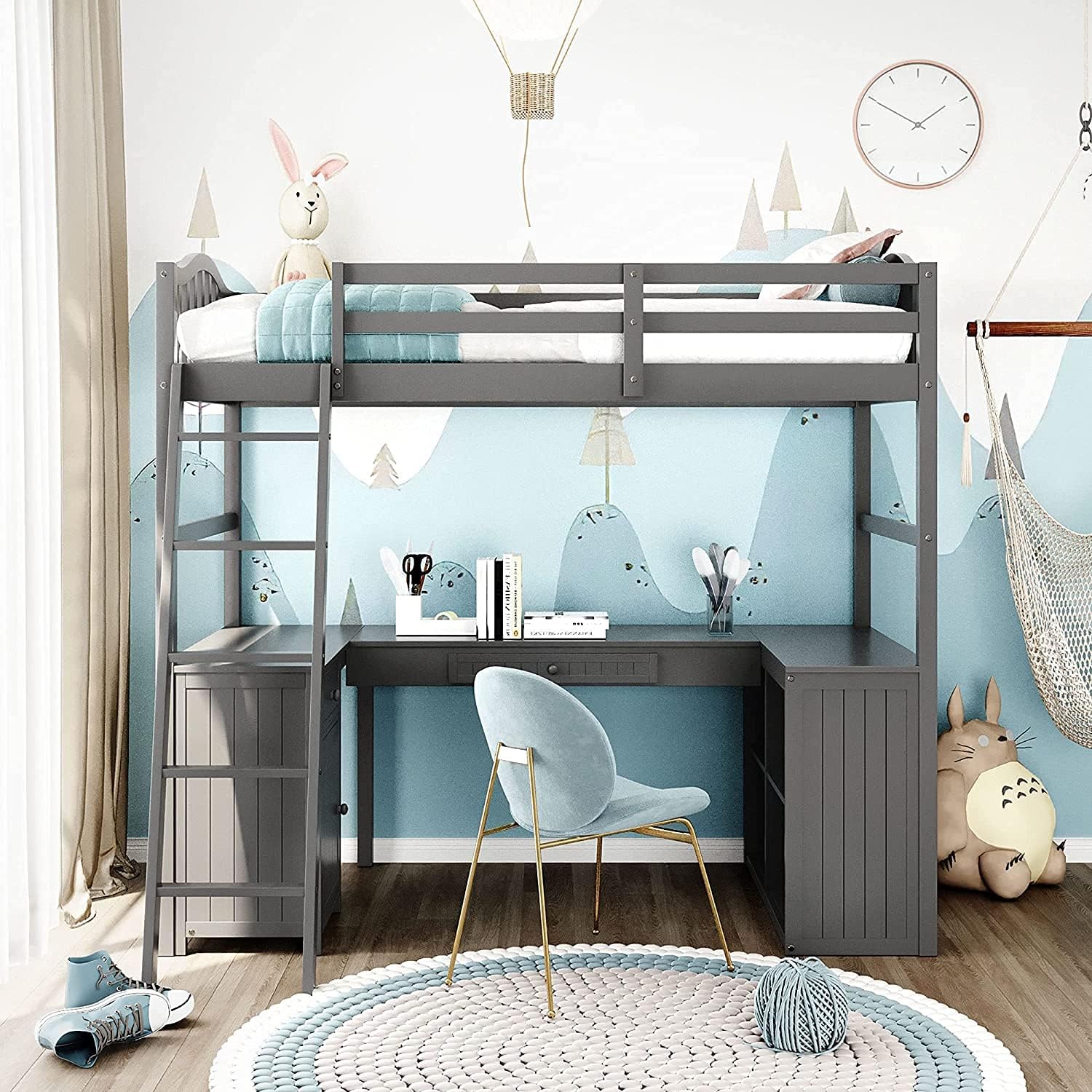 COODENKEY Twin Over Full Bunk Bed with Safety Guardrails & Ladder,Can be Separated,No Box Spring Needed, Perfect for Kids Bedroom, 78.7×55.9×62.3