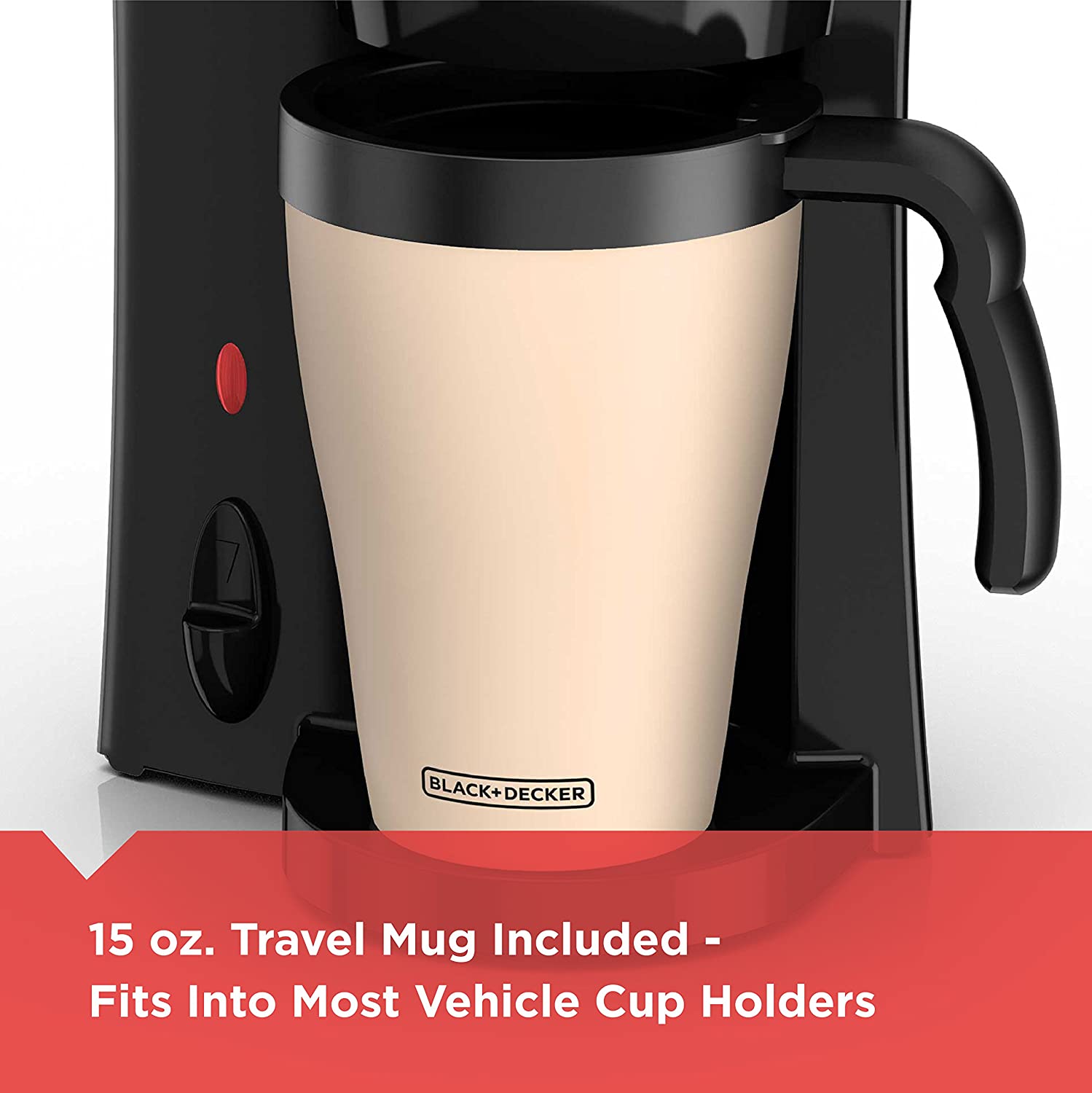 BLACK+DECKER Brew 'n Go Personal Coffeemaker with Travel Mug, Black/Beige, DCM18