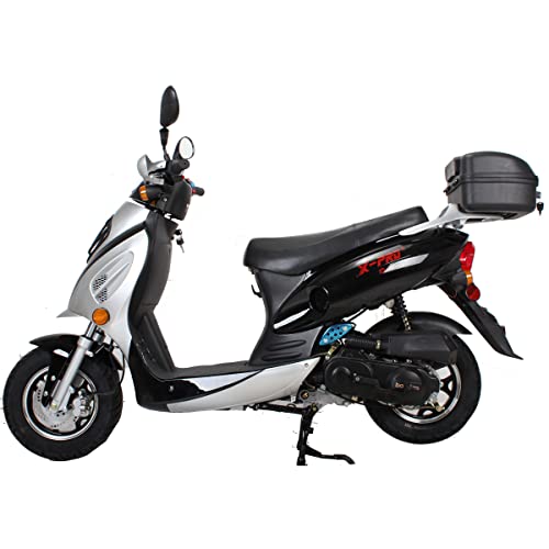 X-PRO Oahu 50cc Moped with 10" Aluminum Wheels, Rear Trunk! Electric/Kick Start! Large Headlight! (Red)