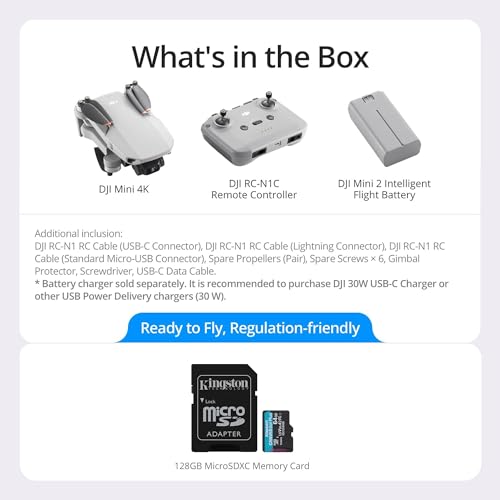 DJI Mini 4K Drone with 4K UHD Camera with 64GB MicroSDXC Memory Card Bundle