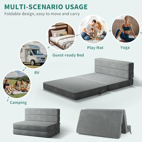 YITAHOME Convertible Folding Sofa Bed, Corduroy Fabric Fold Out Chair Bed