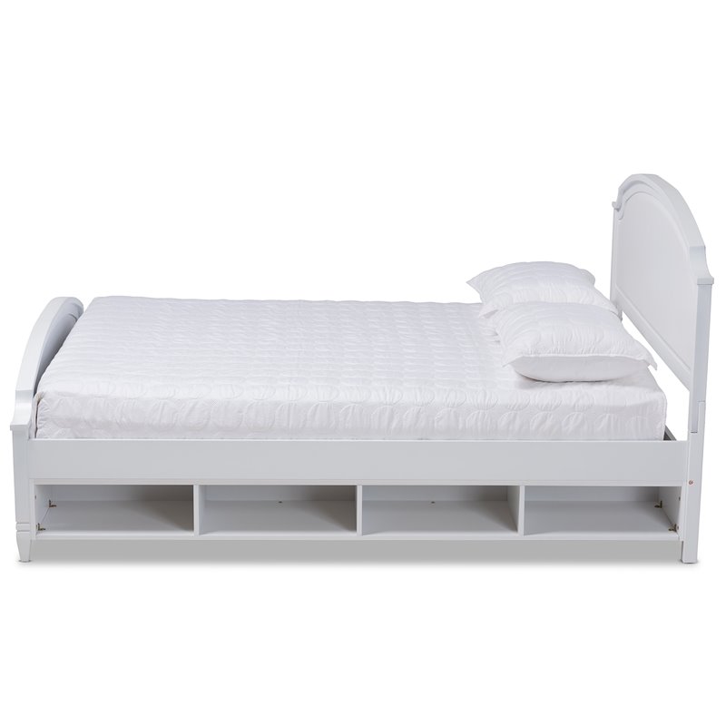 Bowery Hill Traditional White Finished Wood Queen Size Storage Platform Bed