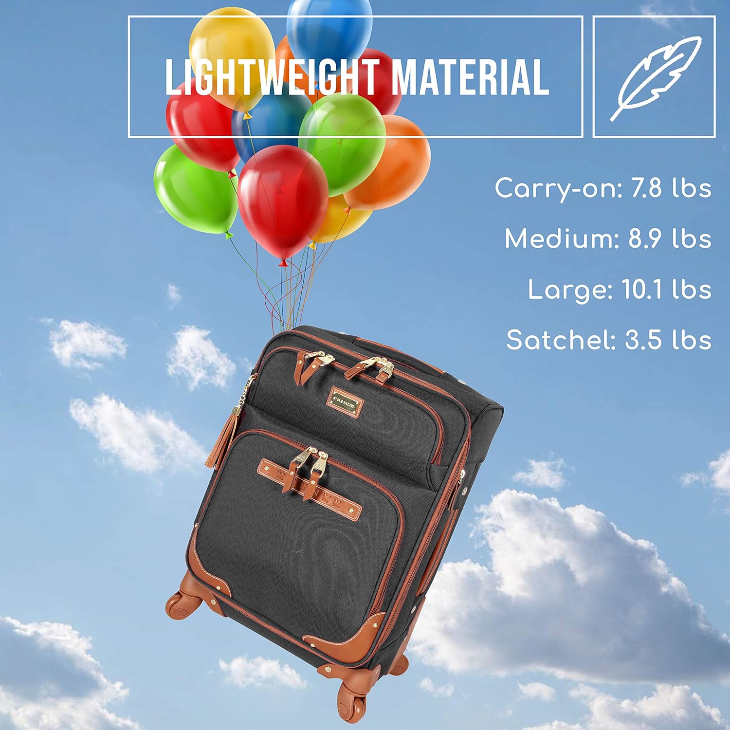 Steve Madden Designer Luggage Collection - Lightweight Softside Expandable Suitcase for Men & Women