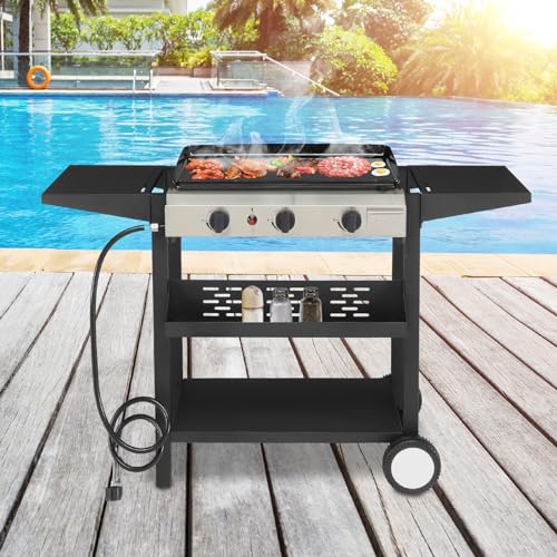 Outvita 2 Burner Portable Flat Top Gas Grill, 28" Propane Griddle, 30,000 BTU