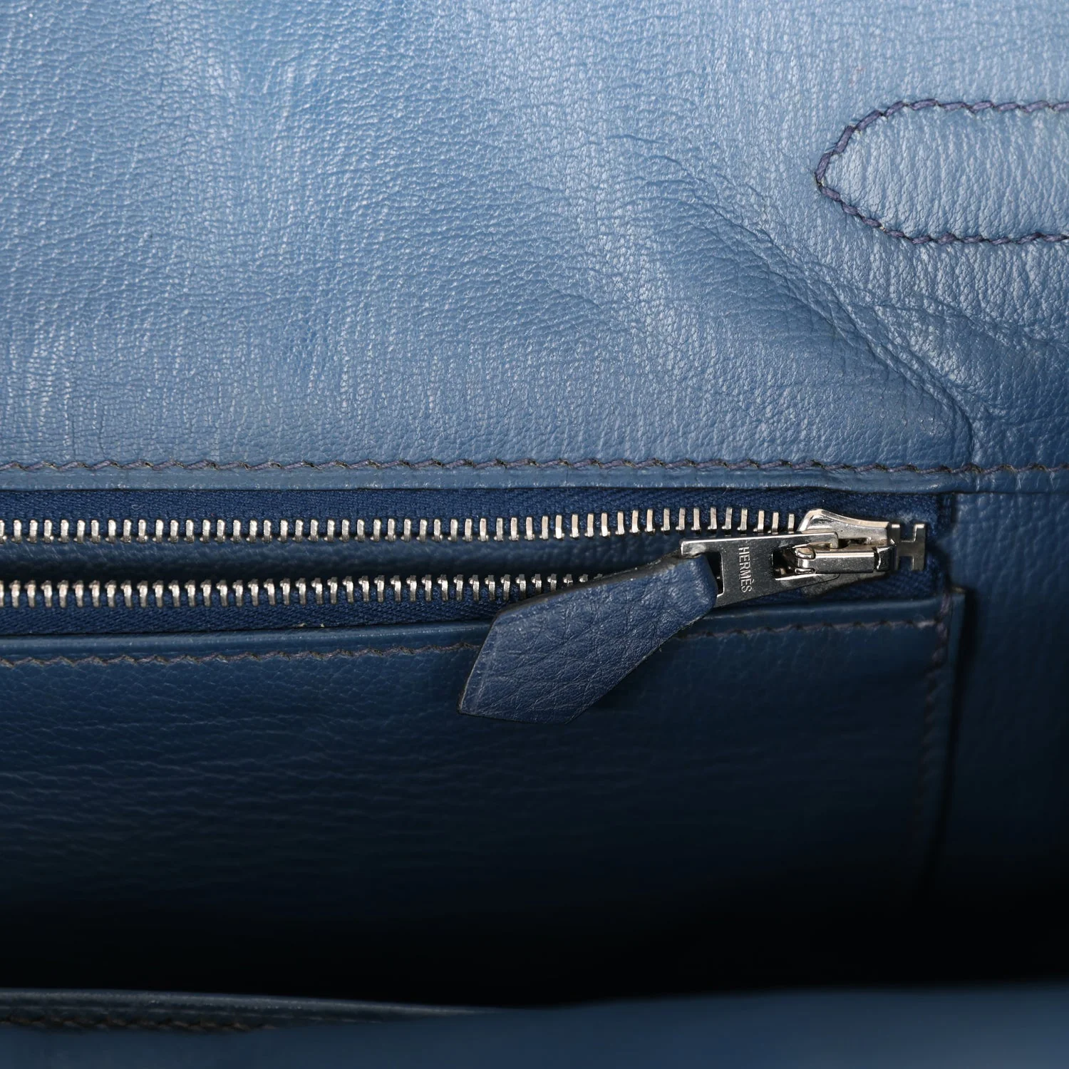 Pre-owned Hermes Birkin 35 Bleu De Prusse Clemence Palladium Hardware