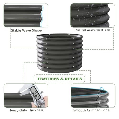 A ANLEOLIFE 8X4X1.5 ft Galvanized Raised Garden Beds Outdoor, Oval Large Metal Planter Box for Planting Vegetables Flowers Herb