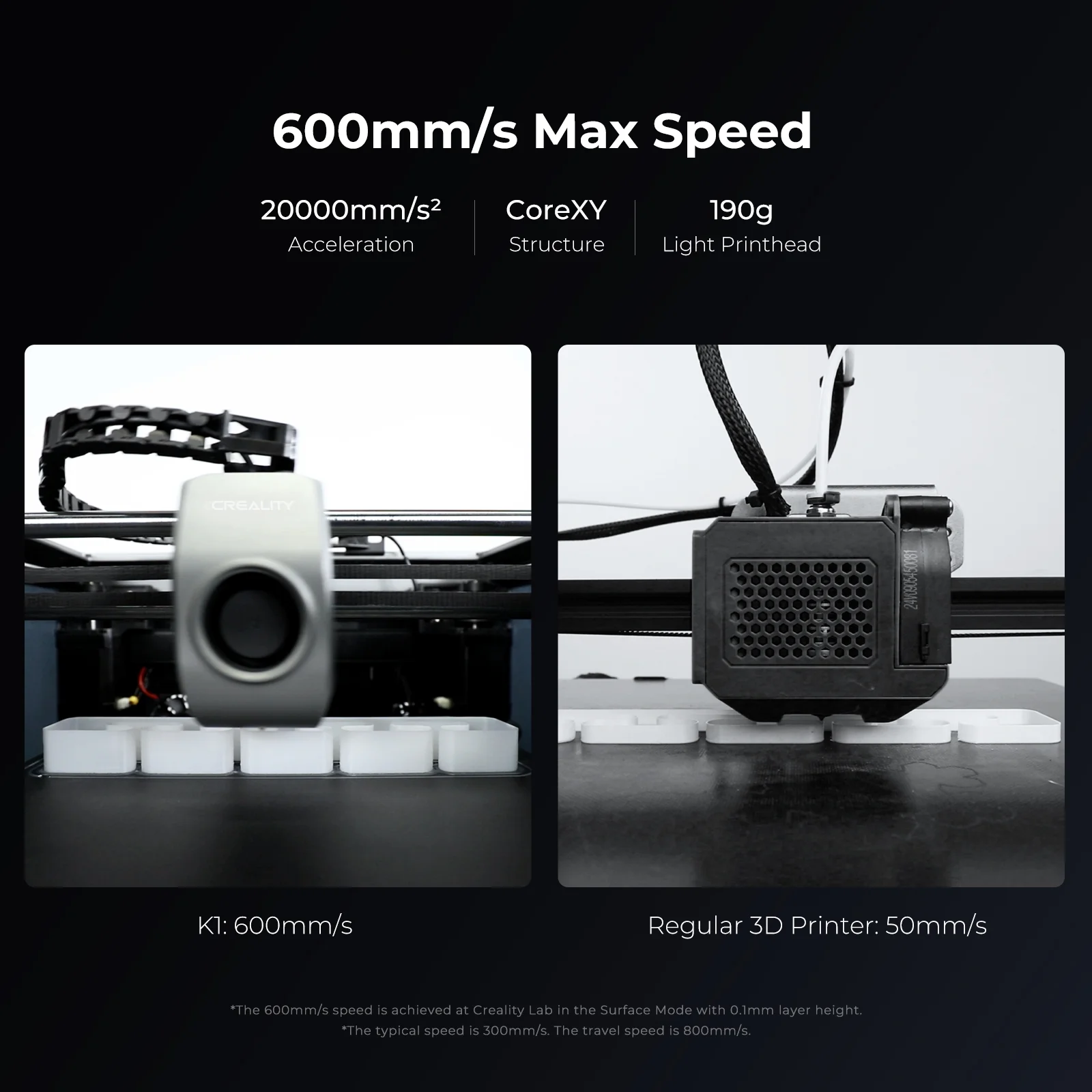 Official Creality K1 3D Printer 600mm/s High Speed Printing 20000mm/s&sup2
