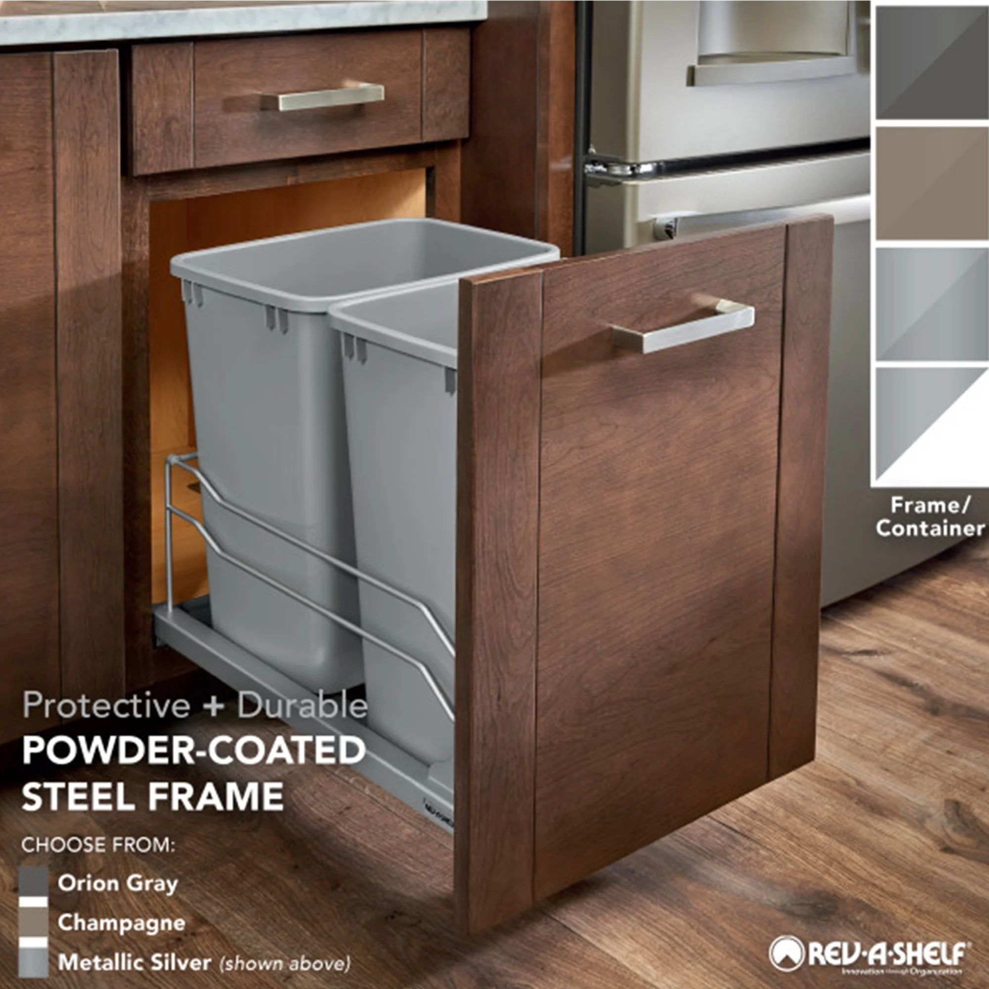 Rev-A-Shelf 35 Quart Pullout Waste Container Trash Can w/ Soft Close Slides