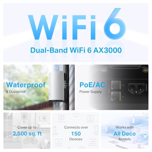 TP-Link Deco X55 AX3000 WiFi 6 Mesh System - Covers up to 6500 Sq.Ft, Replaces Wireless Router and Extender, 3 Gigabit Ports per Unit