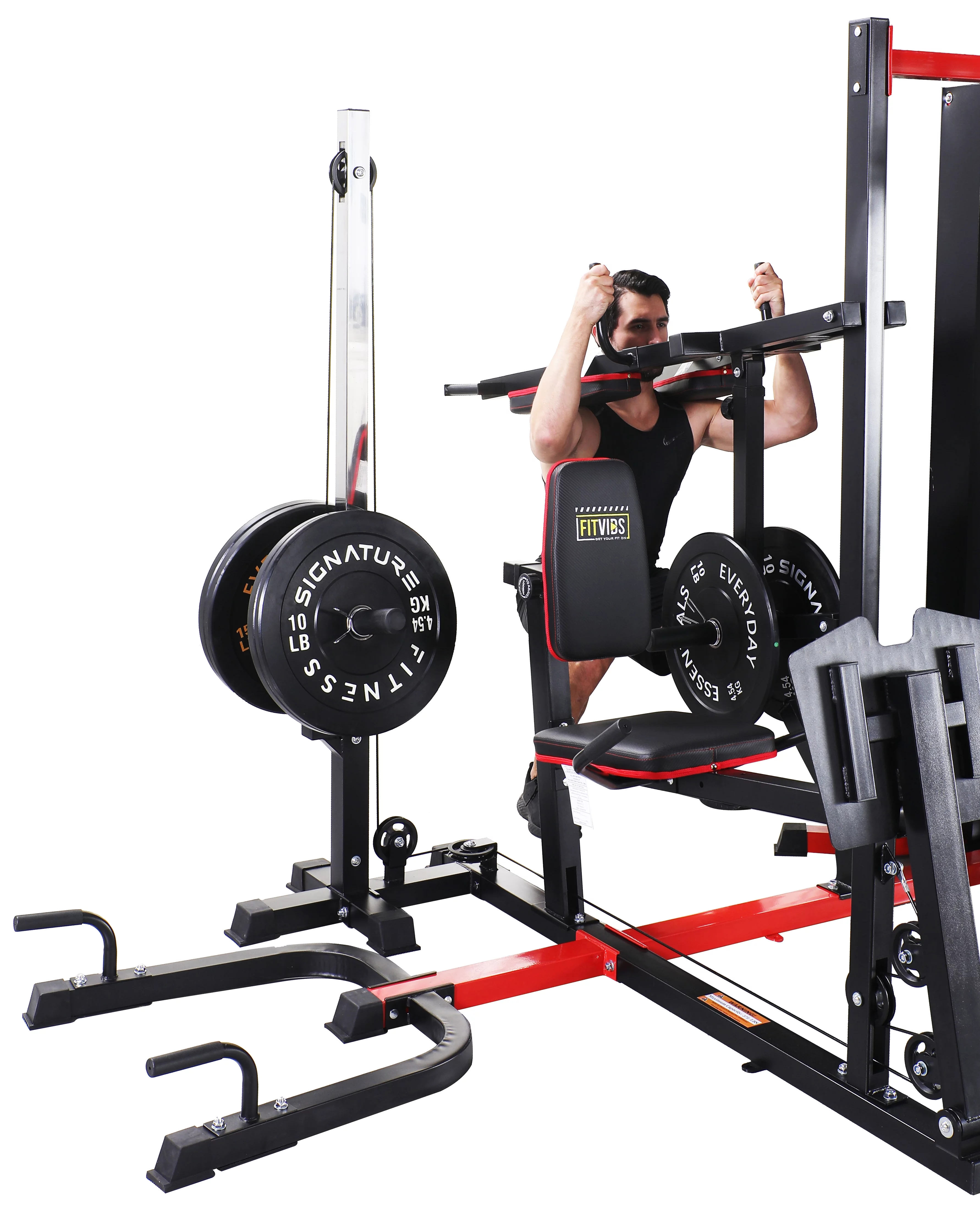 Fitvids LX750 Home Gym System Workout Station with 330 Lbs of Resistance, 122.5 Lbs Weight Stack, One Station