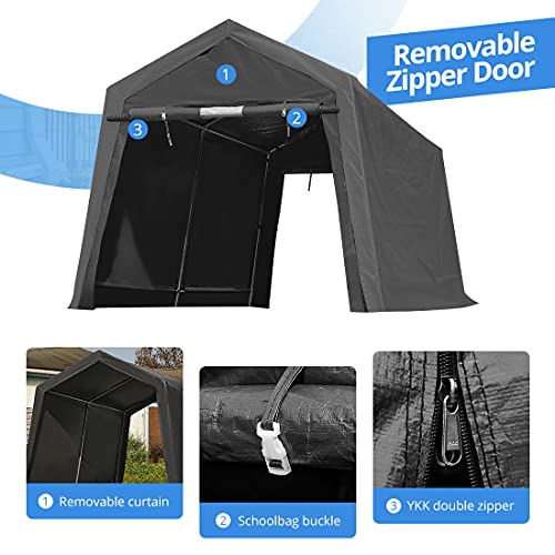 ADVANCE OUTDOOR 10x10 ft Heavy Duty Outdoor Patio Portable Canopy Storage Shelter Shed Carport with 2 Roll up Zipper Doors & Vents for Snowmobile