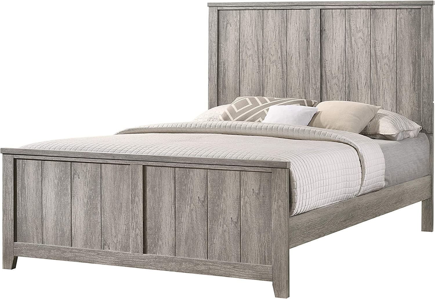 Kings Brand Furniture – Balta 4-Piece Queen Size Gray Bedroom Set. Bed, Dresser, Mirror & Nightstand
