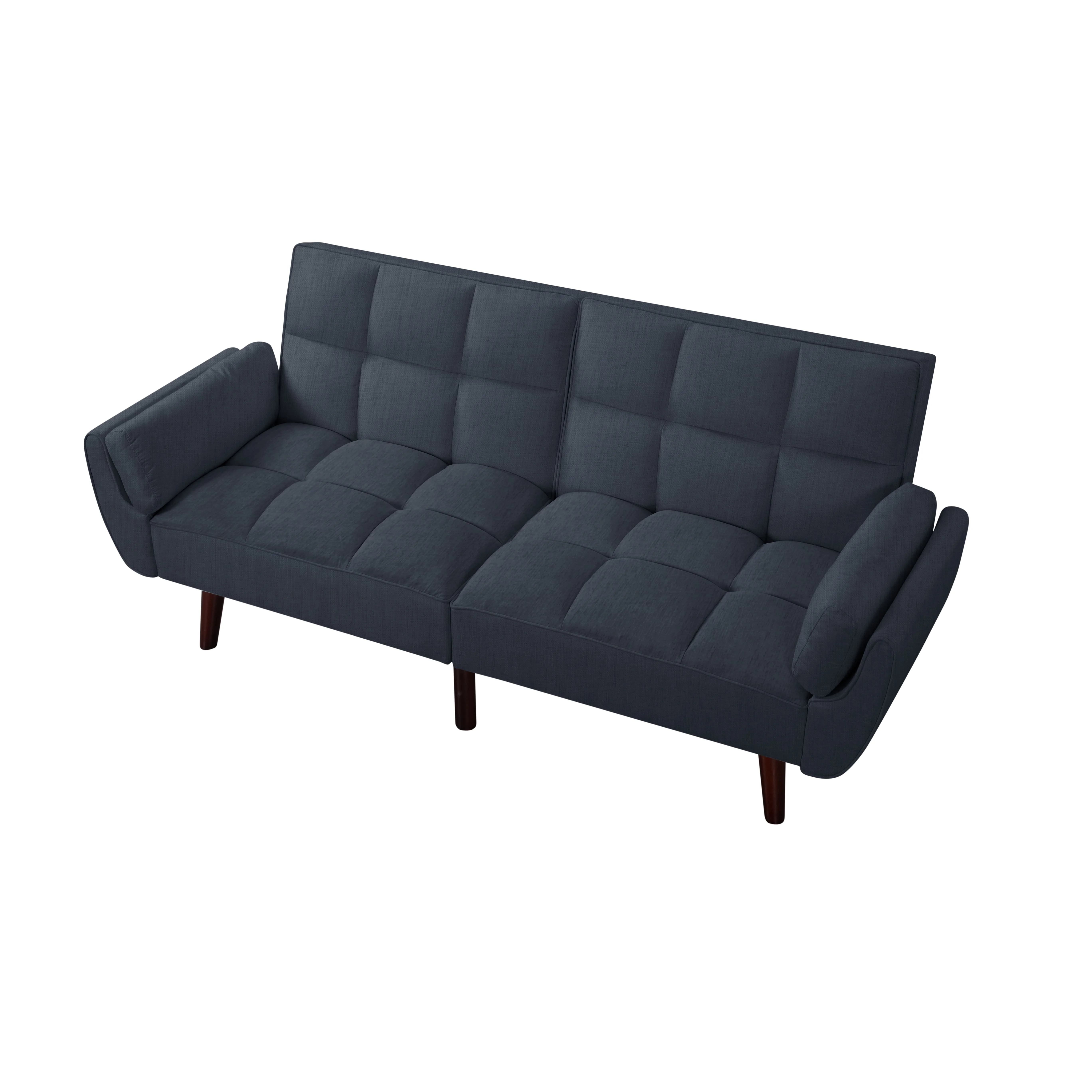 BSHTI 76” Futon Sofa Bed,Upholstered with Polyester,Wood Frame,2 Arm Pillows Included,3 Adjustable Positions ,5 Colors for Choosing