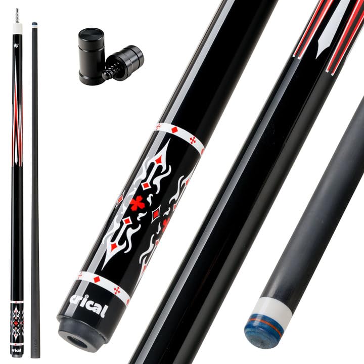 CRICAL Carbon Fiber Pool Cue Stick 58" Billiard Cue Sticks Professional Low Deflection Pool Sticks with 3/8 * 8 Pin Joint and 12.5mm Tip