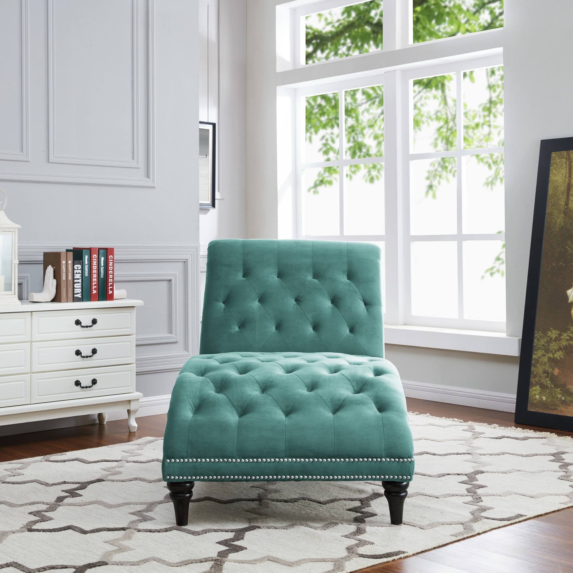 Cara Snuggler Chaise - Turquoise Blue - Handy Living