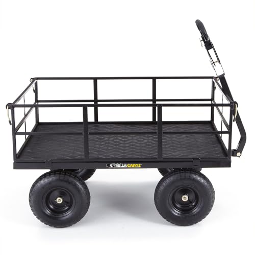 Gorilla Carts Steel Utility Wagon w/ Removable Side Panels, 1000 lb Capacity, Gray