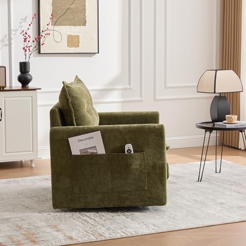 360 Swivel Accent Barrel Chair with Storage Ottoman & Headrest