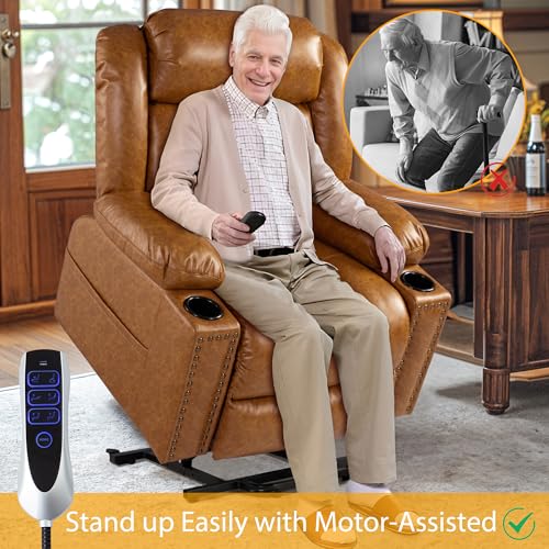 Triple Motor Large Power Lift Recliner Chair for Elderly with Heat and Massage, Lay Flat Lift Chairs for Seniors Infinite Position, Extended Footrest