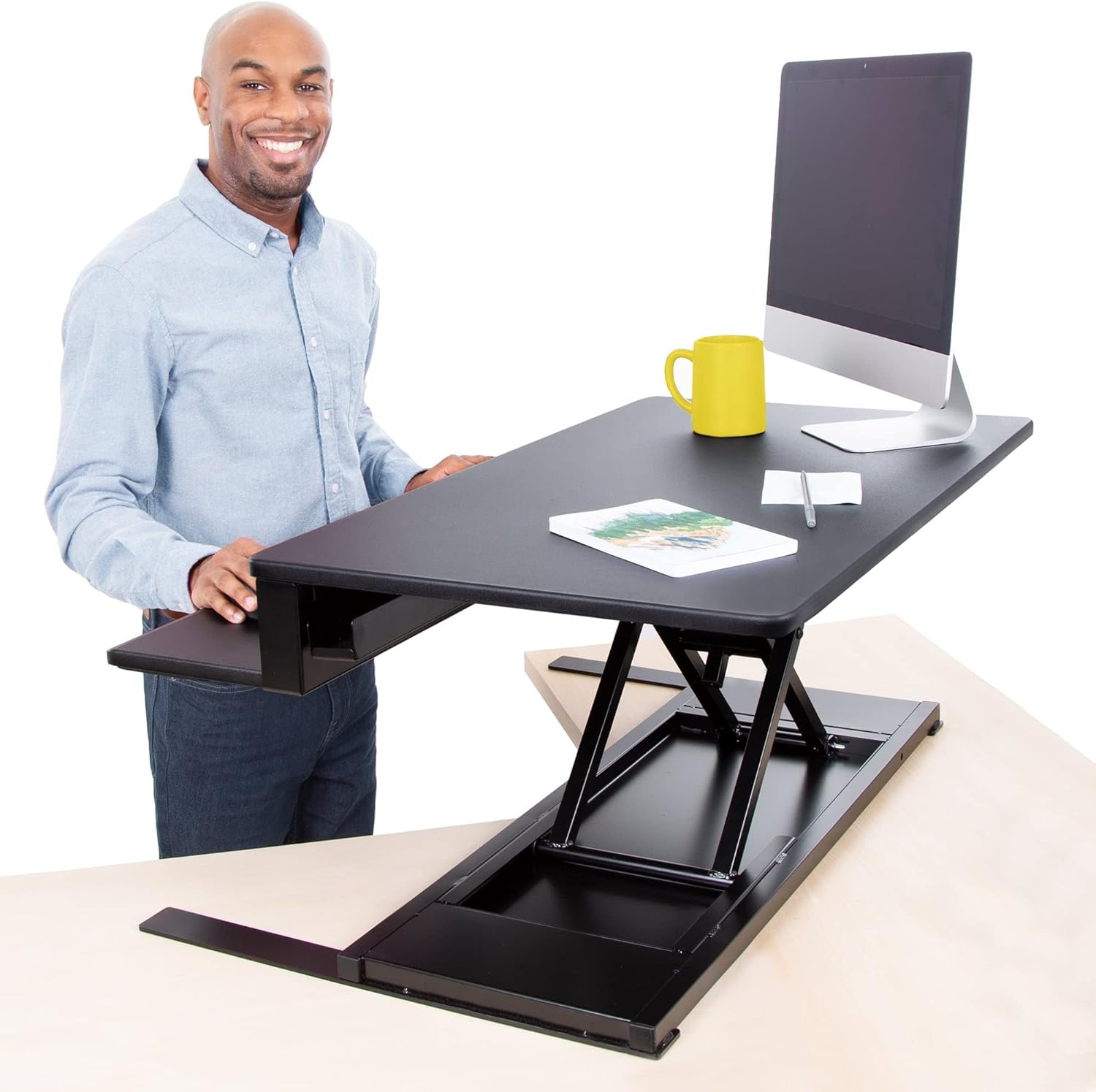 Flexpro Power 32 Inch Electric Standing Desk - Electric Height-Adjustable Stand up Desk by Award Winning Stand Steady - Holds 2 Monitors