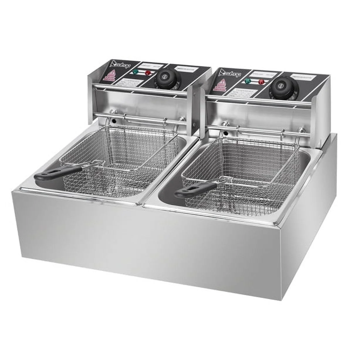 12L Stainless Steel Electric Fryer, Professional Fryer Double Tank Deep Fryer With Basket For Home and Commercial
