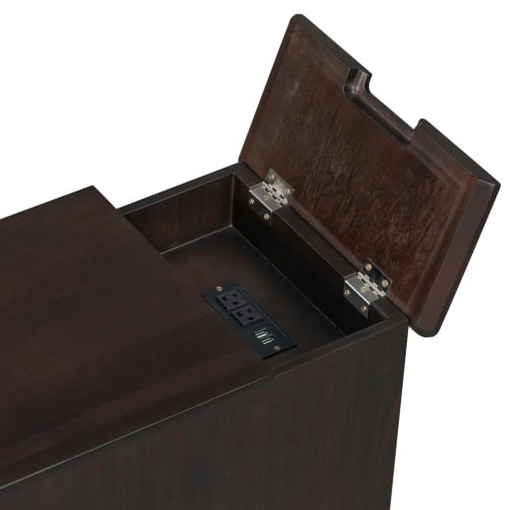 Churanty Vintage End Table with USB Ports Drawer and Cup Holders, Sofa Side Table Bedside Nightstand Narrow Table for Living Room Bedroom