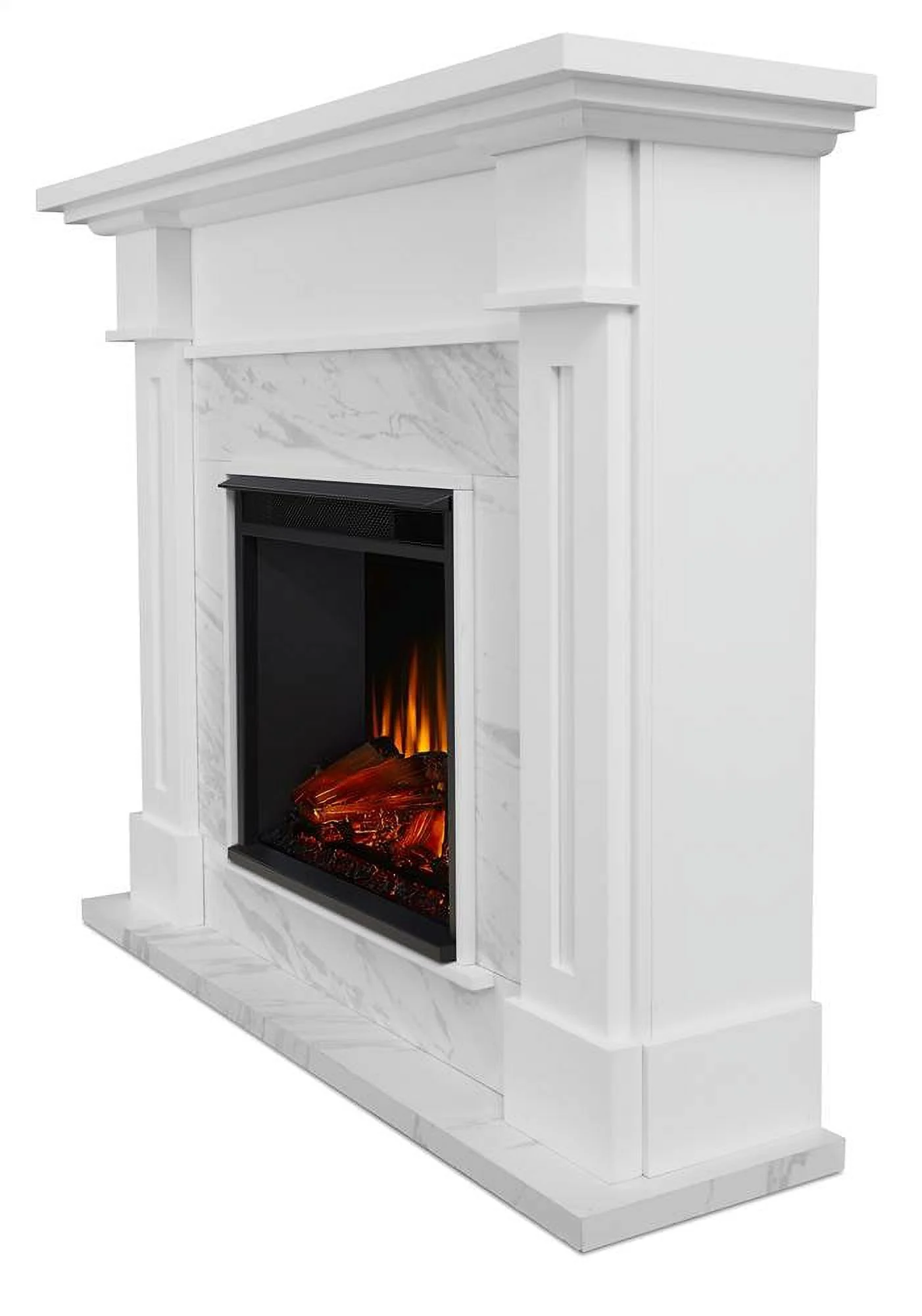 Real Flame Kipling Electric Fireplace in White Marble