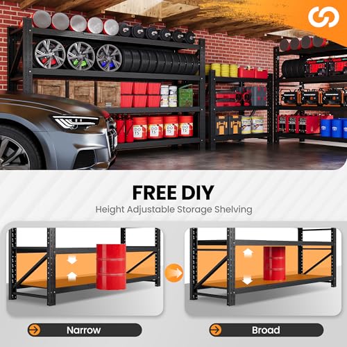 71” W Storage Shelves Heavy Duty, 5000LBS Metal Garage Shelving Units, 4 Tier Storage rack shelf, Steel Industrial Shelving
