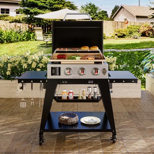 Brand-Man Griddle Grill Combo 6-Burner, 2 in 1 Versatile Propane Gas Grill and Griddle with Double Stainless Steel Lids