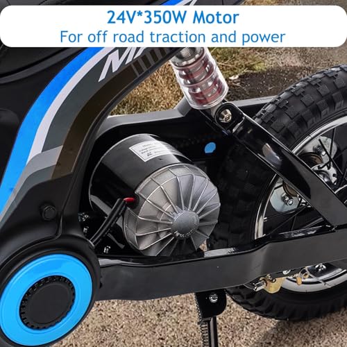 Electric Dirt Bike for Kids, 24V 350W Kids Electric Motorcycle, 3-Speed Modes & Up to 14.29 MPH, Metal Suspension Safe and Shock Proof
