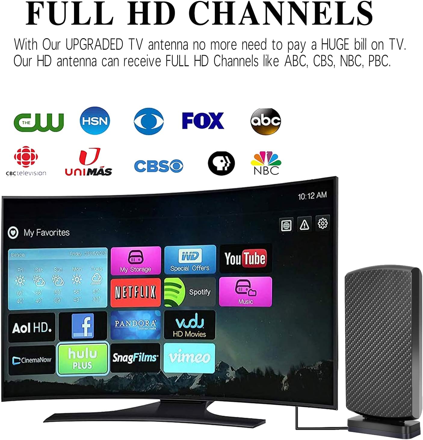 Amplified HD Digital TV Antenna Long380+ Miles Range - Support 4K 8K 1080p Fire tv Stick and All TV's