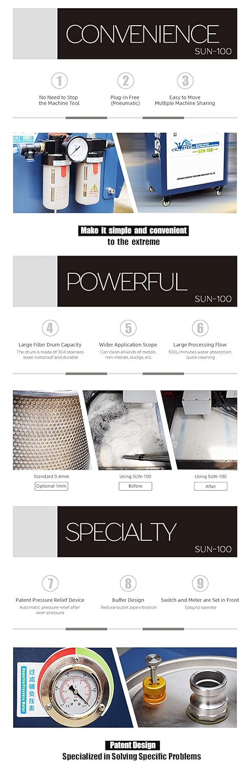 Sun -100 Chip/Sludge Removal Machine Coolant Disposal System for CNC Machine