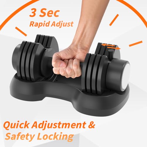 Ativafit 27.5/66/88LBS Pair Adjustable Dumbbell Set with Anti-slip Handle 12 In 1 Quick Dial Adjustment Weights With Safety Locking Button Space