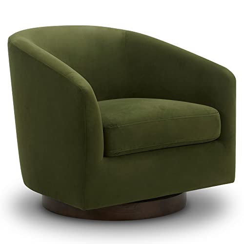 CHITA Swivel Accent Chair, FSC Certified Upholstered Fabric Barrel Chair for Living Room, Fully Assembled, Flax Beige