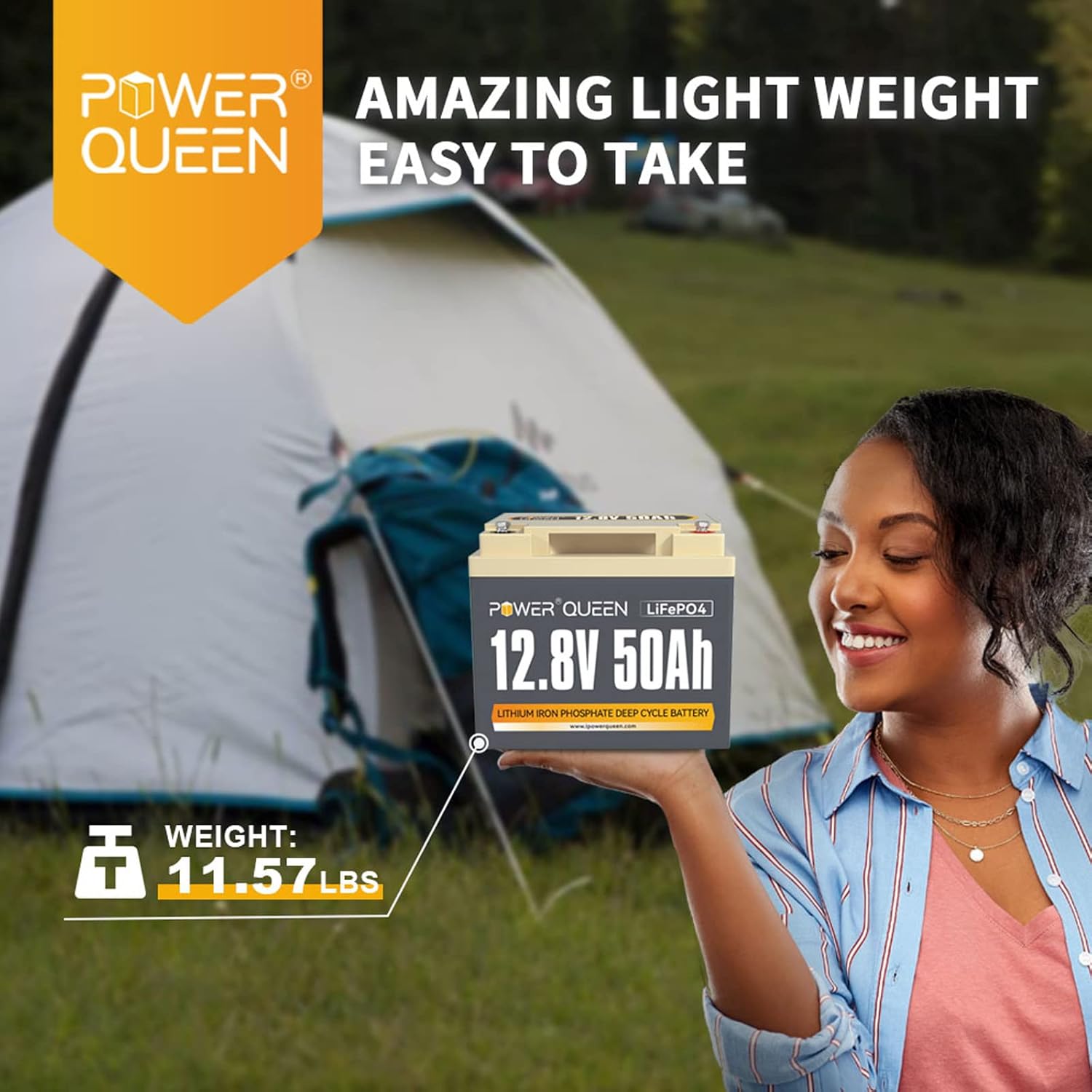 POWER QUEEN 12.8V 200Ah LiFePO4 Battery, 2560Wh Lithium Iron Phosphate Battery, 4000+ Cycles, 10 Years Lifespan, Used for Solar Off Grid, RV Camper