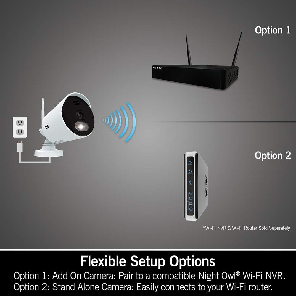 Night Owl 1080p AC Powered Panoramic Wi-Fi IP Indoor/Outdoor Camera with a 140° Ultra Wide Angle View, 2-Way Audio, Built-in Spotlight