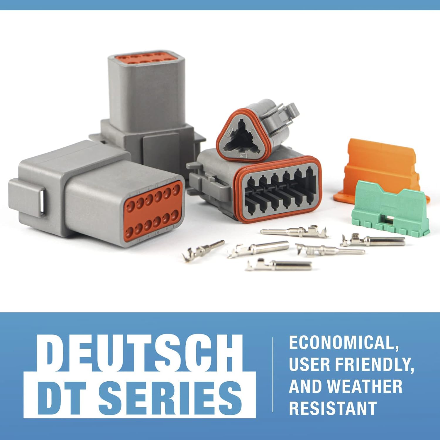 IWISS 188PCS Deutsch DT Gray Connector Kit with Size 16 Solid Contacts in 2,3,4,6,8 and 12 Pin Configurations