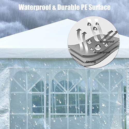 ORALNER 10'x20' Outdoor Canopy Tent, White Wedding Party Tent with 6 Removable Sidewalls & Carrying Bag, Heavy Duty Camping Gazebo Pavilion for Patio