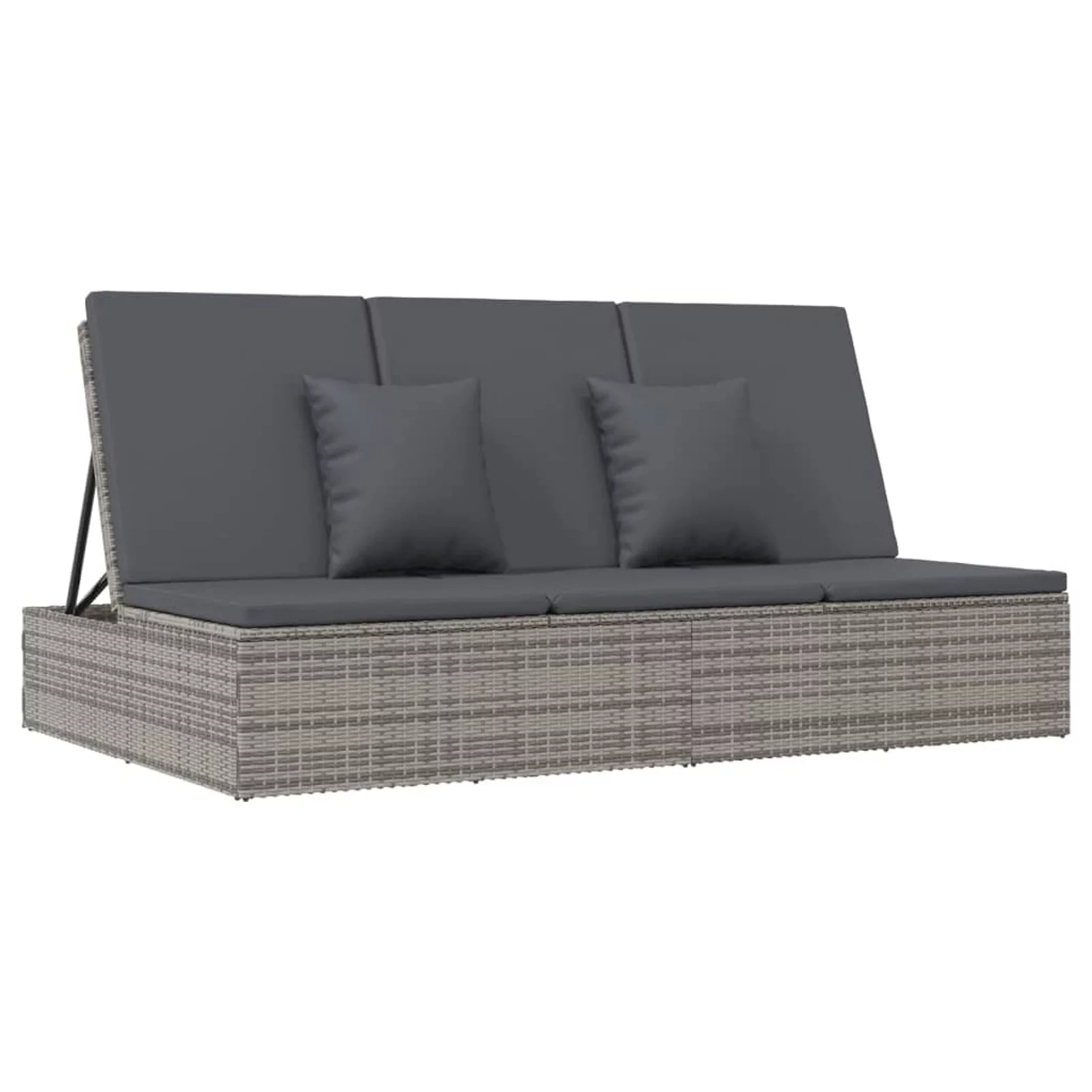 Htovila Convertible Sun Bed with Cushions Poly Rattan Dark Gray