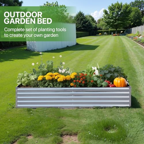 Raised Garden Bed 8x4x1.5FT Galvanized Raised Garden Beds Outdoor for Vegetables Gardening