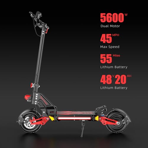V2 5600W Dual Motor Electric Scooter for Adults, 48V20AH Lithium Battery, Up to 45MPH, 55 Miles Range, Dual Suspension, Dual Brakes, 3 Speed Modes