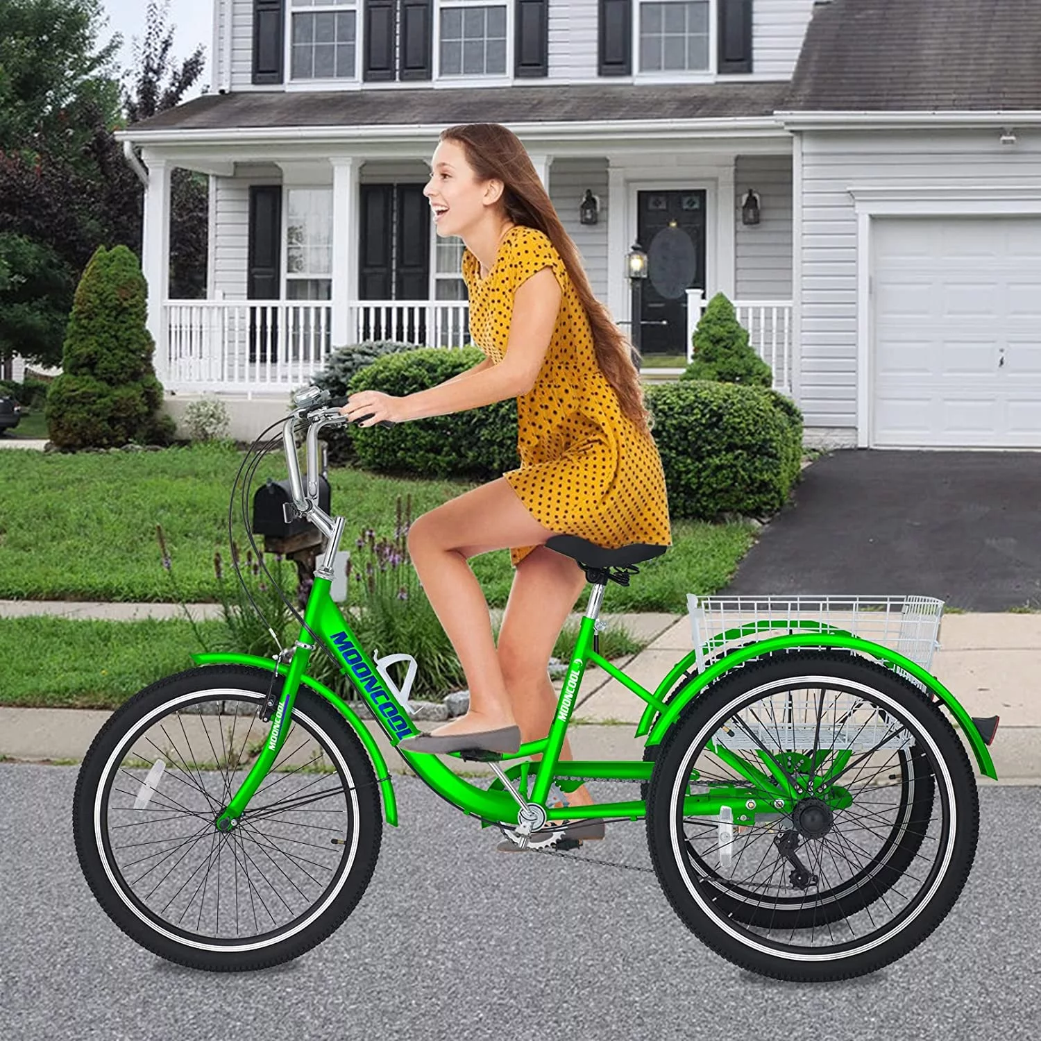 Docred Adult Tricycle 7 Speed 24 Inch Three Wheel Bike Cruiser Trike for Men/Women/Seniors