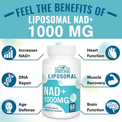 Liposomal NAD+ Supplement 1000 mg | Highest NAD Pontecy | Max Absorption | Pure NAD Supplement | Energy and DNA Repair, Aging Defense