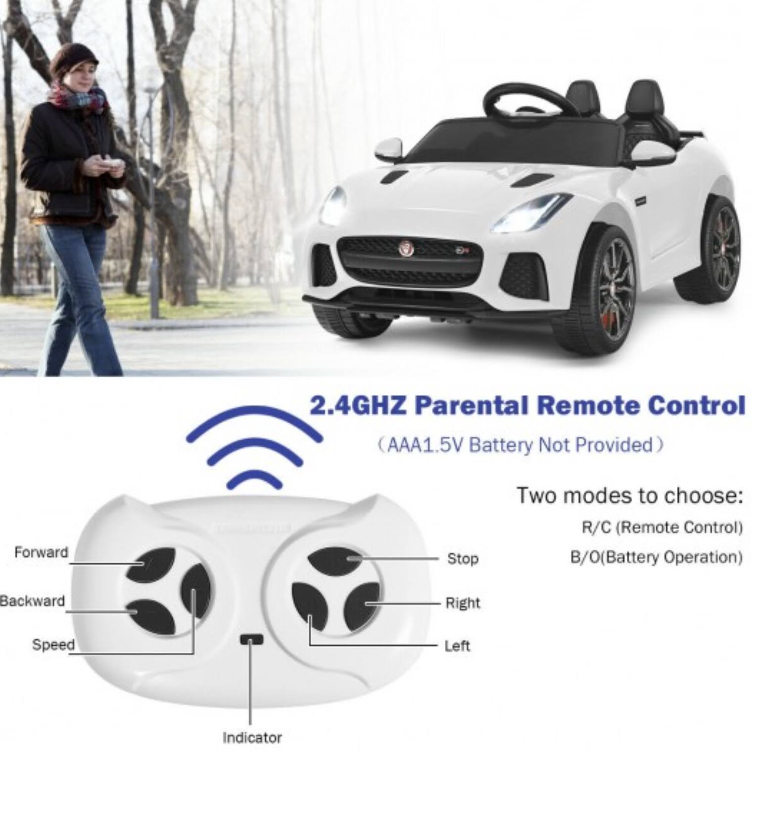 12V Jaguar F-Type SVR Licensed Kids Ride on Car White