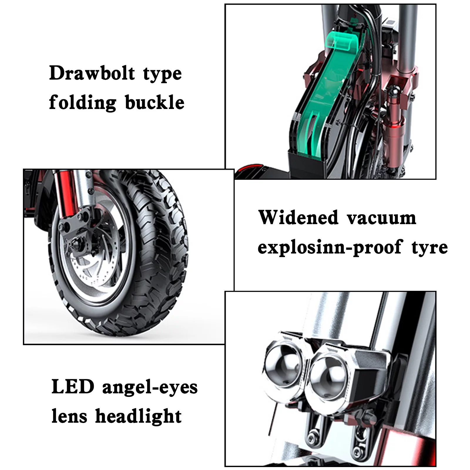 2000W 21ah off-road alloy electric scooter for adult，With large display screen, constant speed cruise Dual drive 12" tires