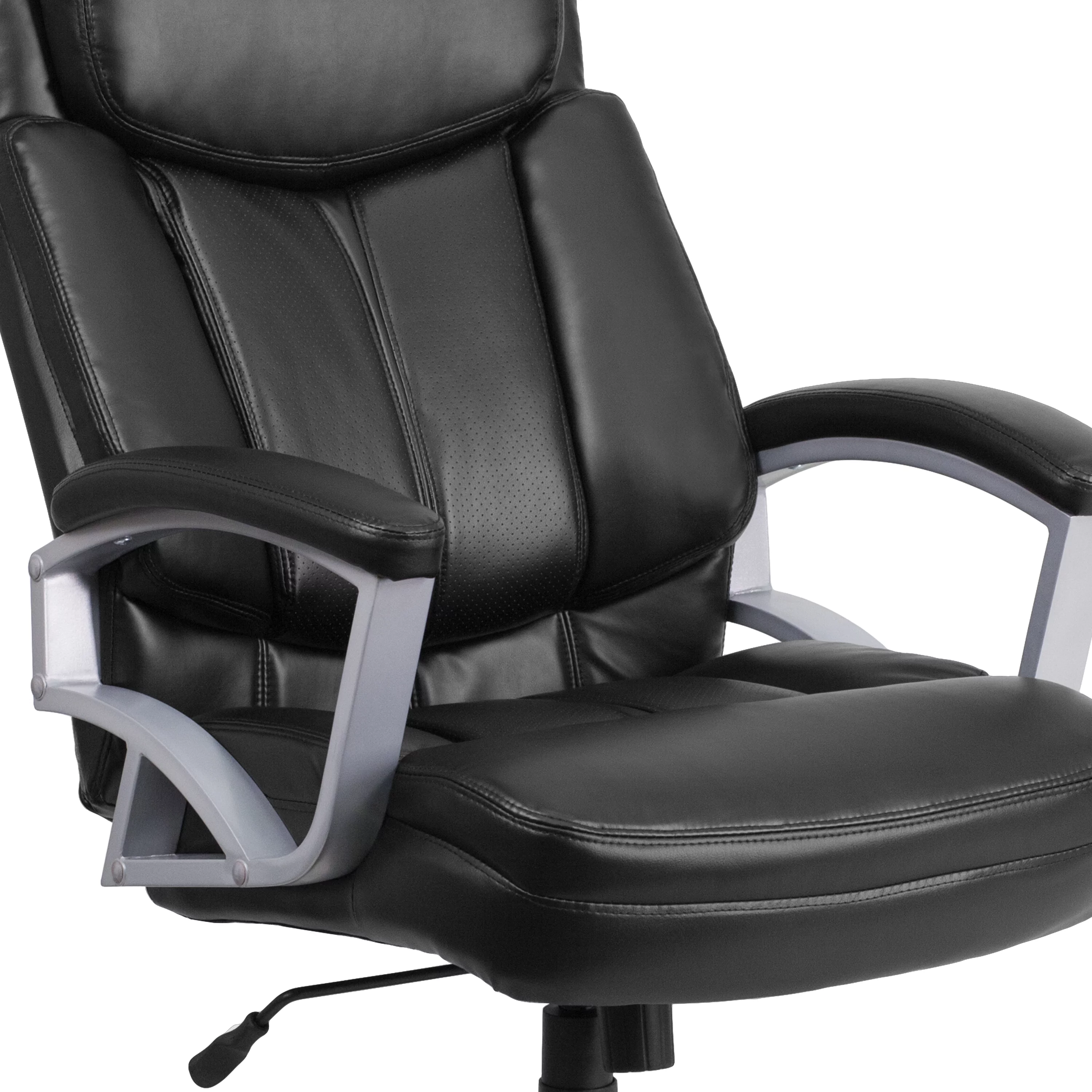 BizChair Big & Tall 500 lb. Rated Black LeatherSoft Executive Swivel Ergonomic Office Chair with Arms